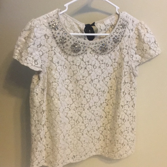 Loft Top - cream lace collared-small - Picture 5 of 5